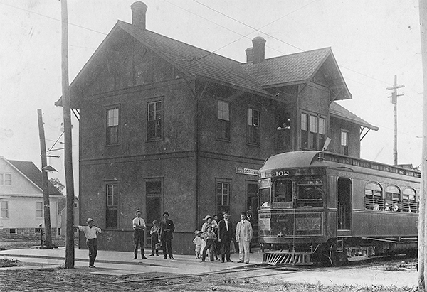 The interurban car pictured was the Dixie Flyer which was the southbound car from Indianapolis to Louisville (the northbound car was the Hoosier Flyer). 