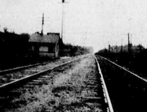 Picture from 1926 of a block house at Chestnut Ridge south of Seymour on the Pennsylvania Railroad. Electric poles on the right marked the Indianapolis-Louisville Interurban Line.